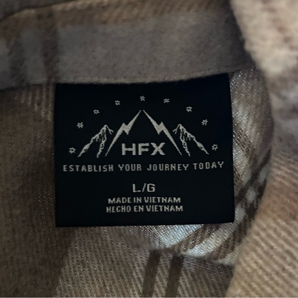 HFX Tan Button Front Flannel Shacket Size Large - Picture 5 of 6